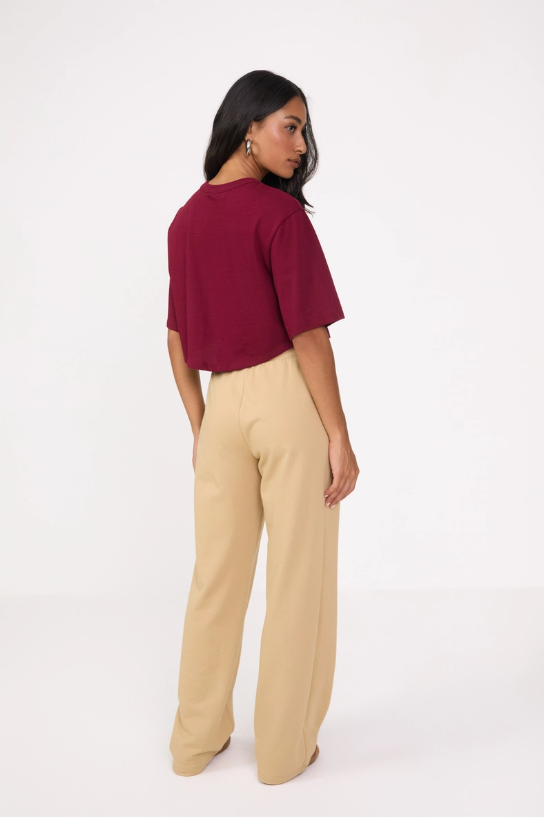 Camiseta Feminina Box Com Aplicação Bordô 5