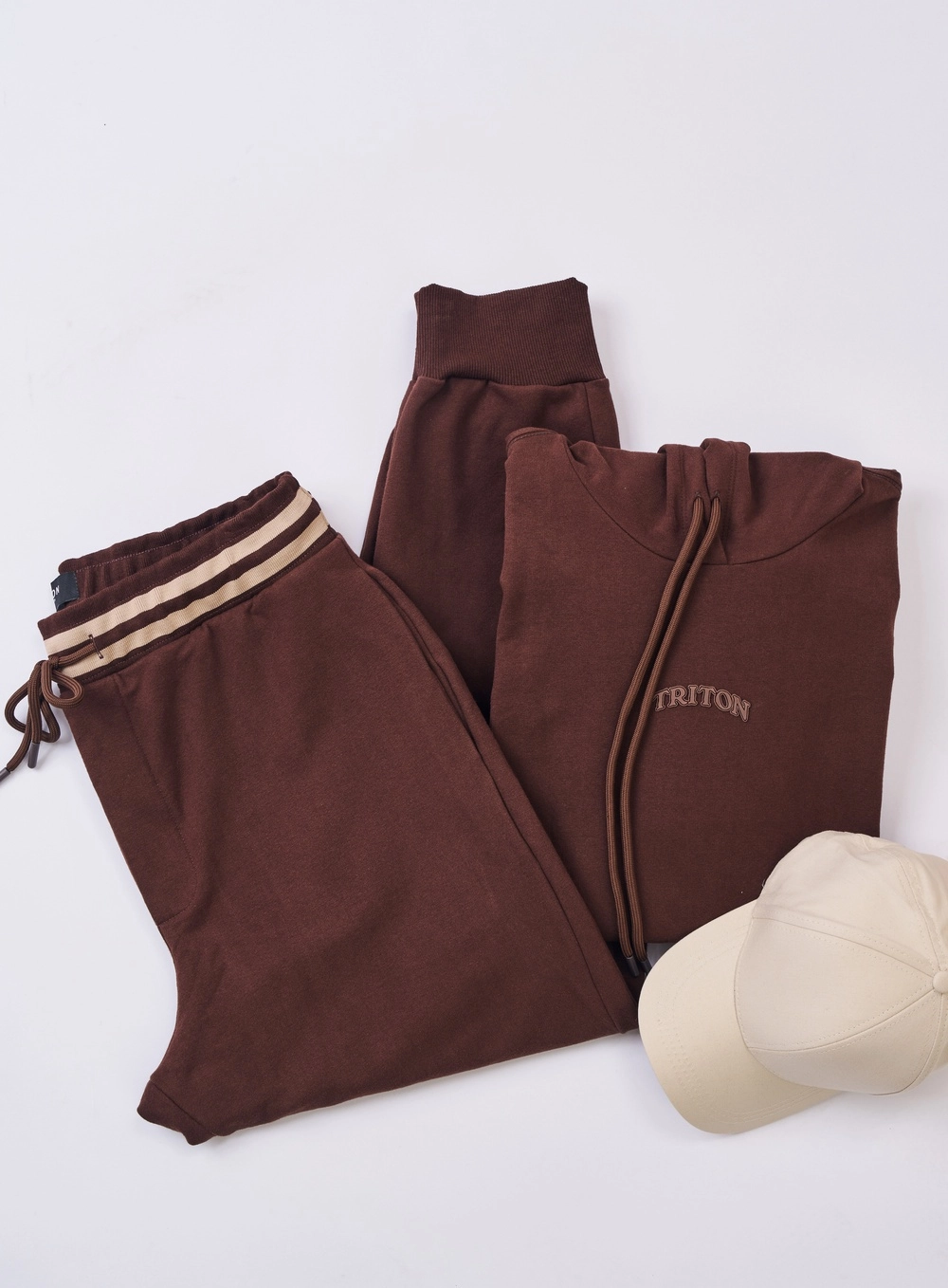 Calça Masculina Jogger Listras Contrastantes Marrom 3