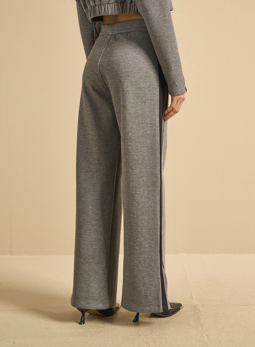 Calça Alfaiataria Feminina Cintura Alta Cinza