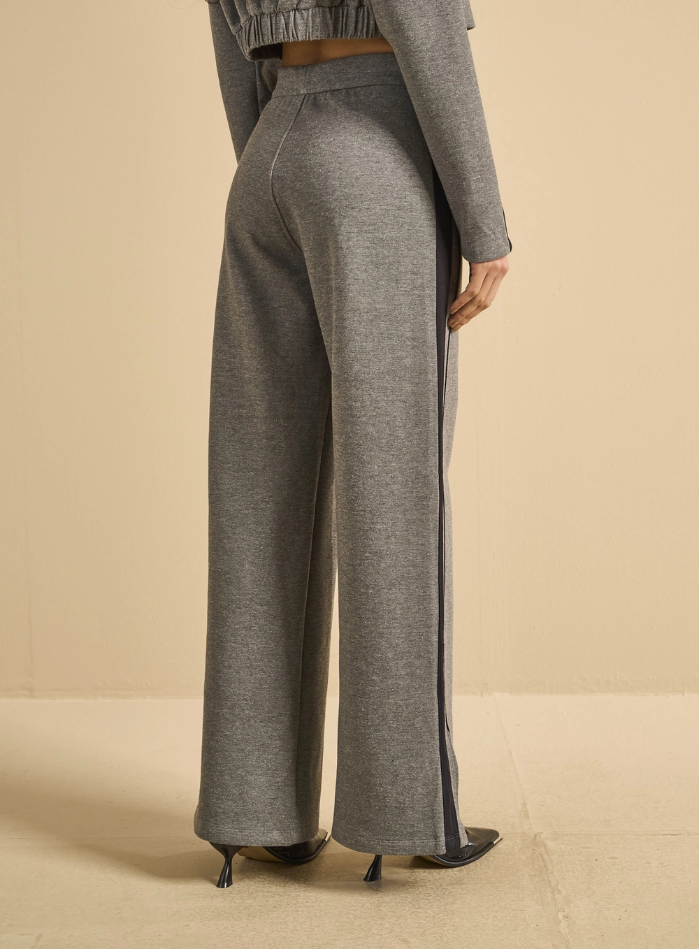 Calça Alfaiataria Feminina Cintura Alta Cinza 1