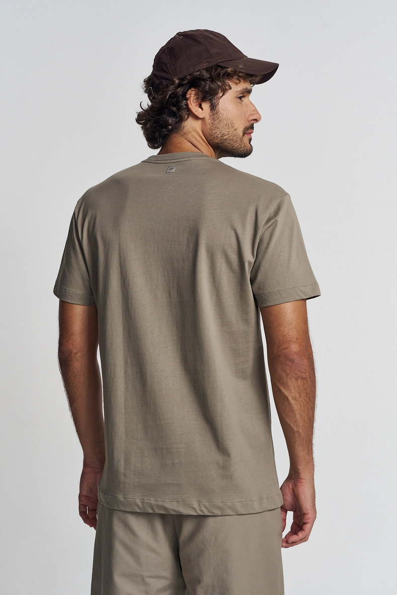 Camiseta Masculina Estampa Frontal Bege 2