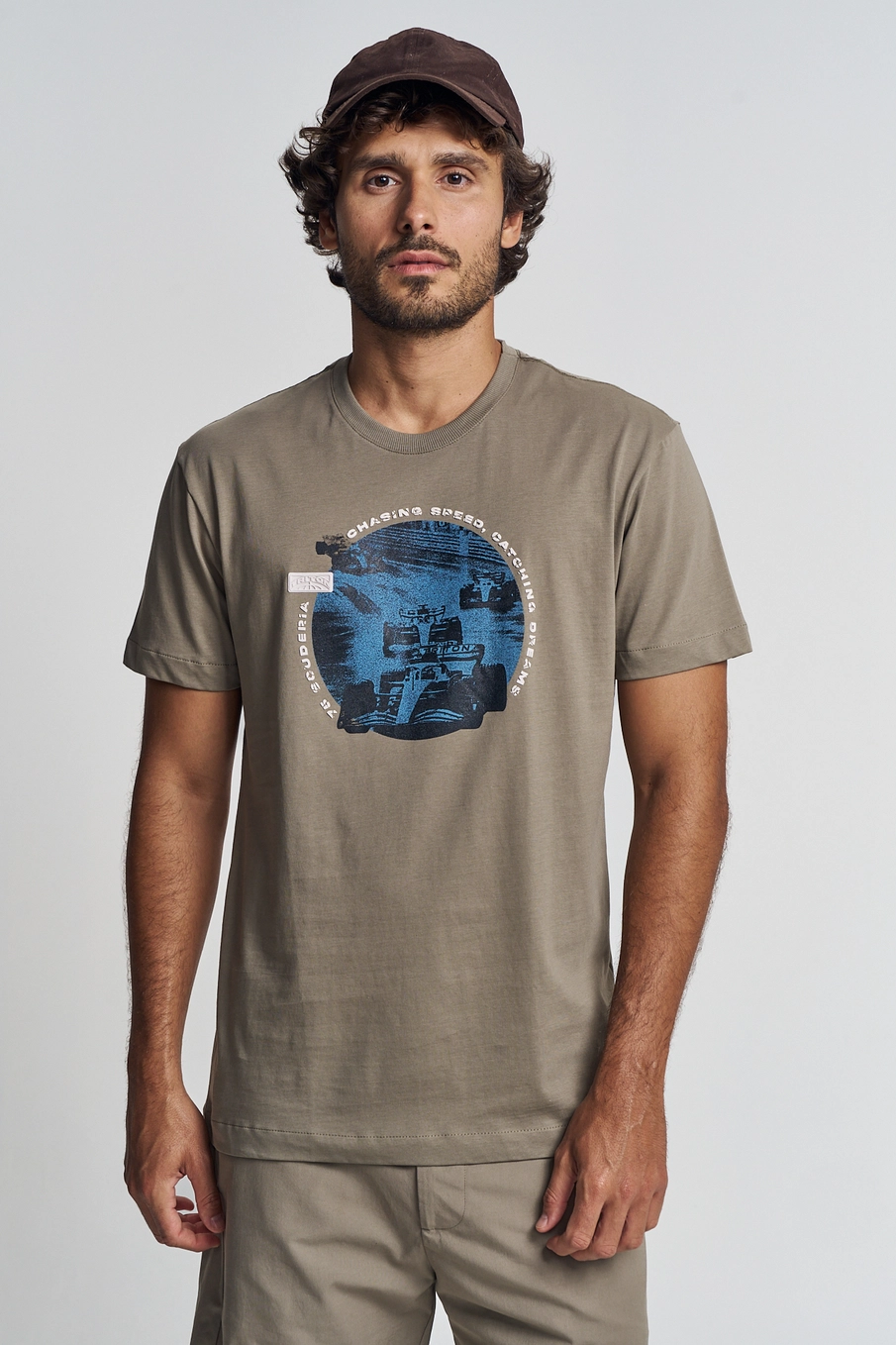 Camiseta Masculina Estampa Frontal Bege 1