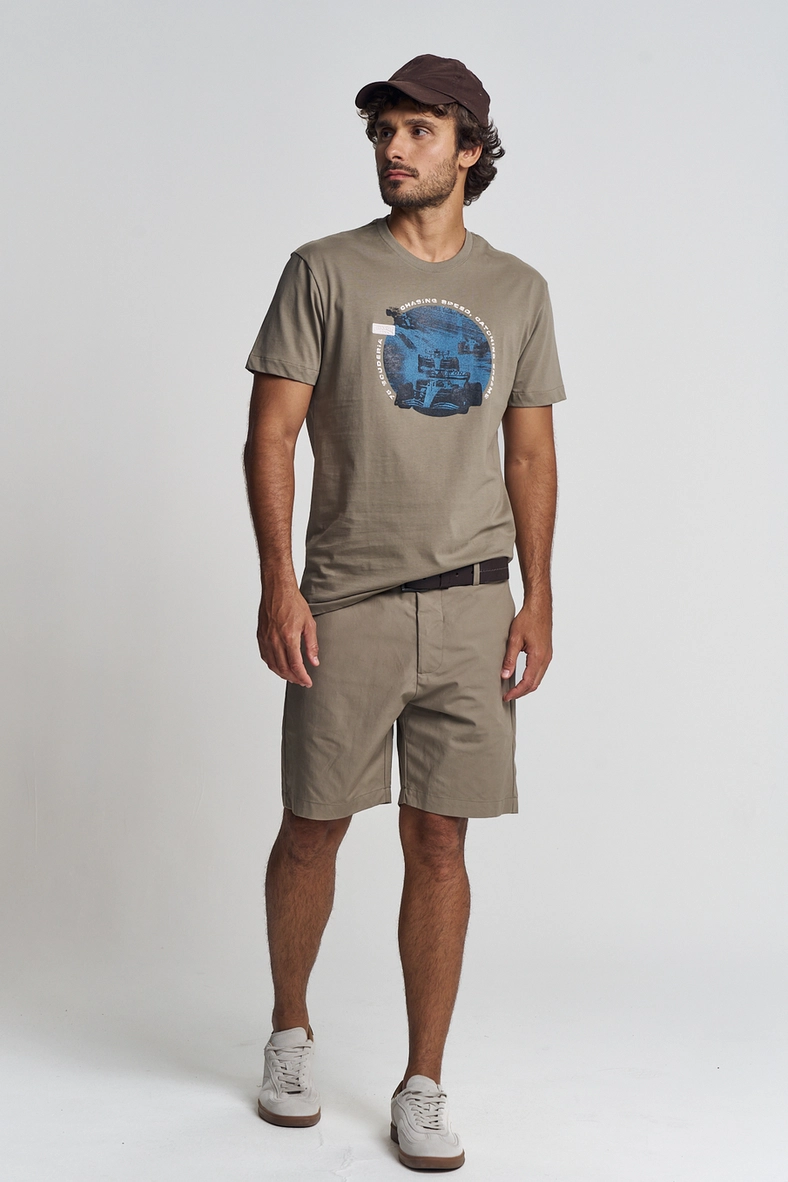 Camiseta Masculina Estampa Frontal Bege 4