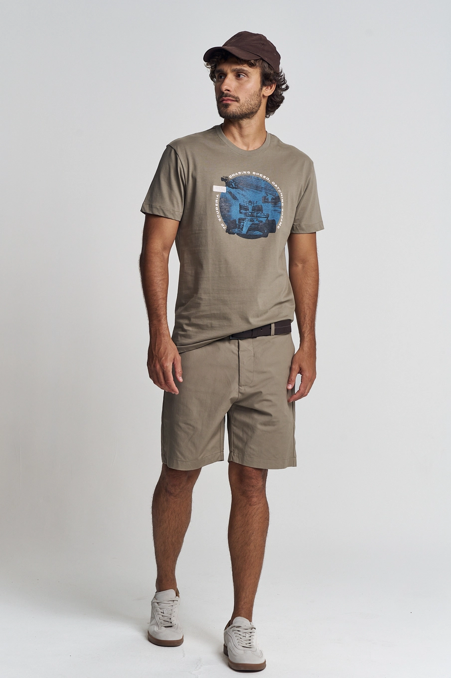 Camiseta Masculina Estampa Frontal Bege 4