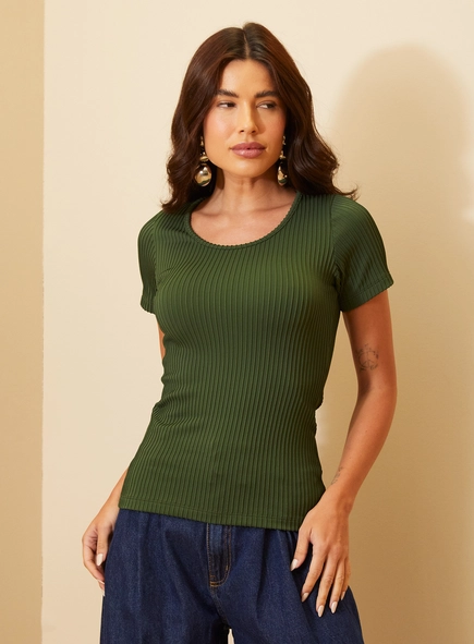 Blusa Feminina Canelada Manga Curta
