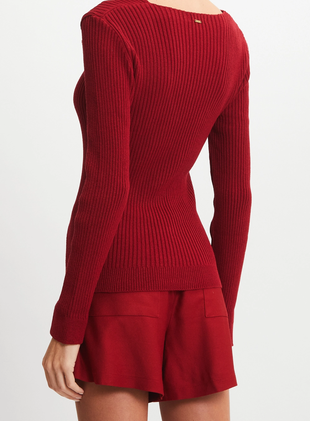Blusa Tricô Slim Manga Longa Vermelho 2
