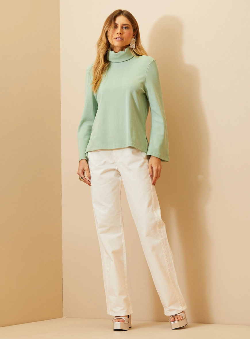 Blusão Feminino Gola Alta Manga Longa Verde 4