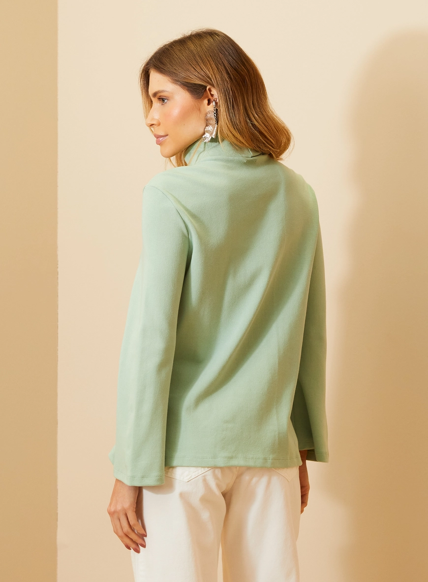 Blusão Feminino Gola Alta Manga Longa Verde 2