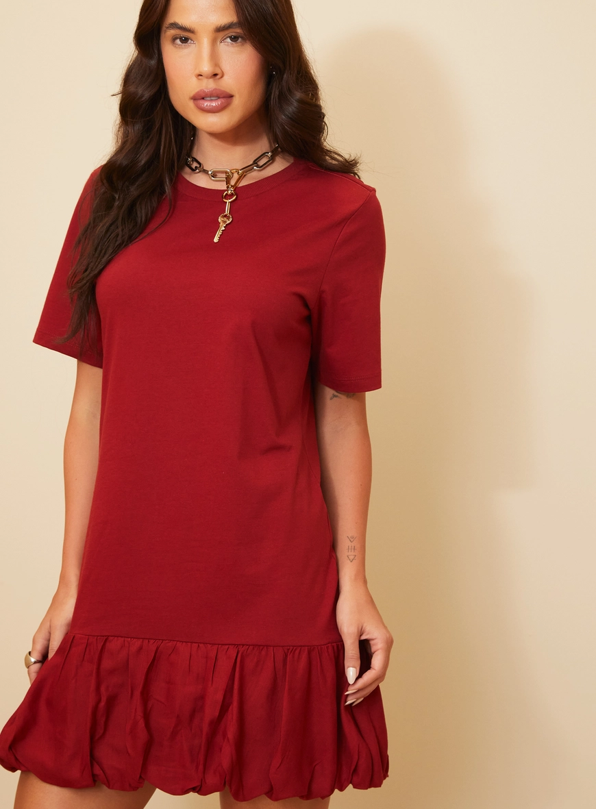 Vestido Feminino Curto Com Babado Vermelho 3