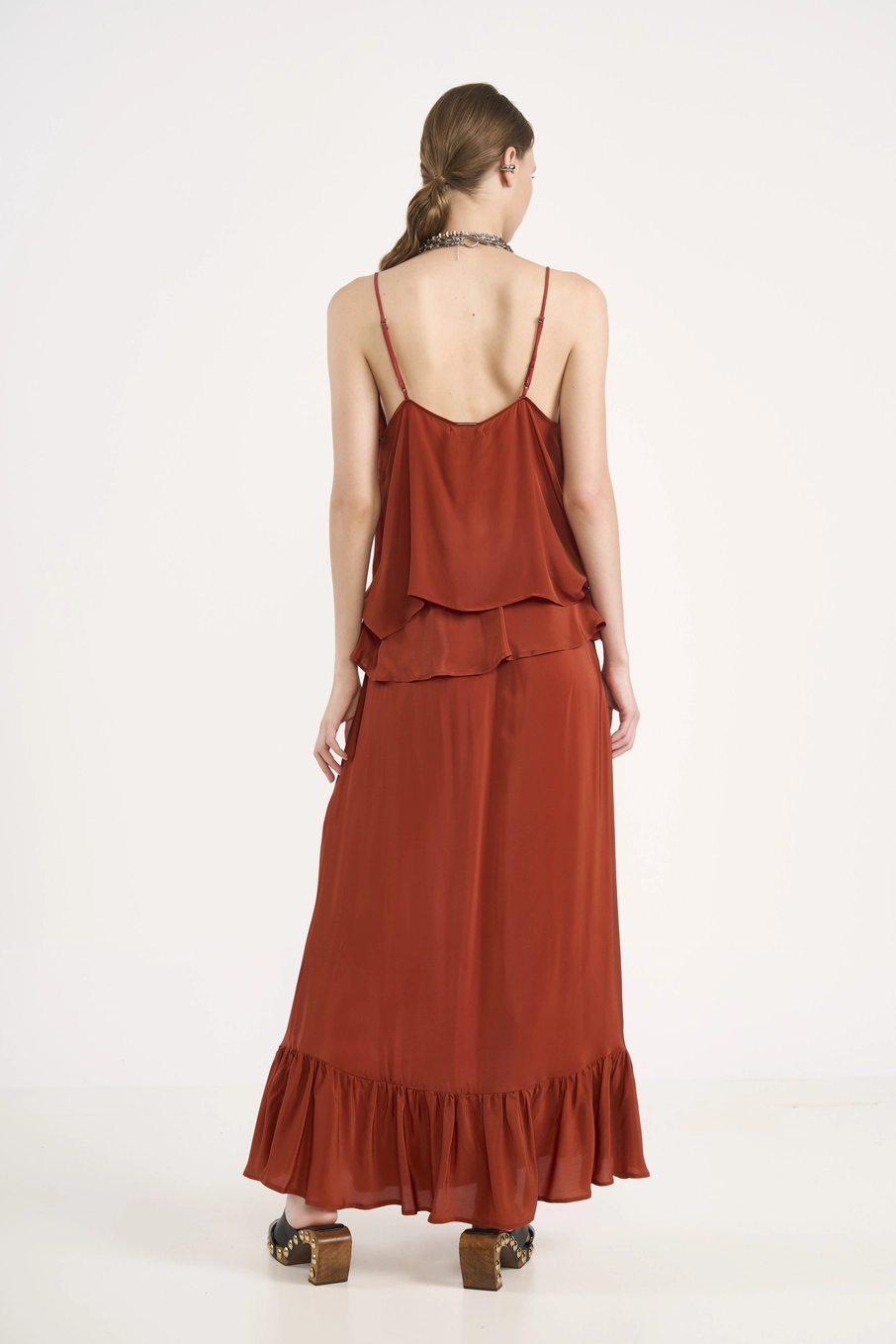 Regata Feminina Em Viscose Com Camadas Marrom