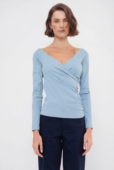 Blusa Slim Manga Longa Transpassada