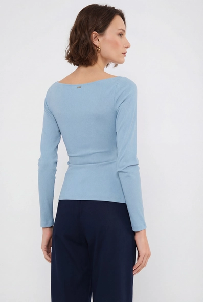 Blusa Slim Manga Longa Transpassada