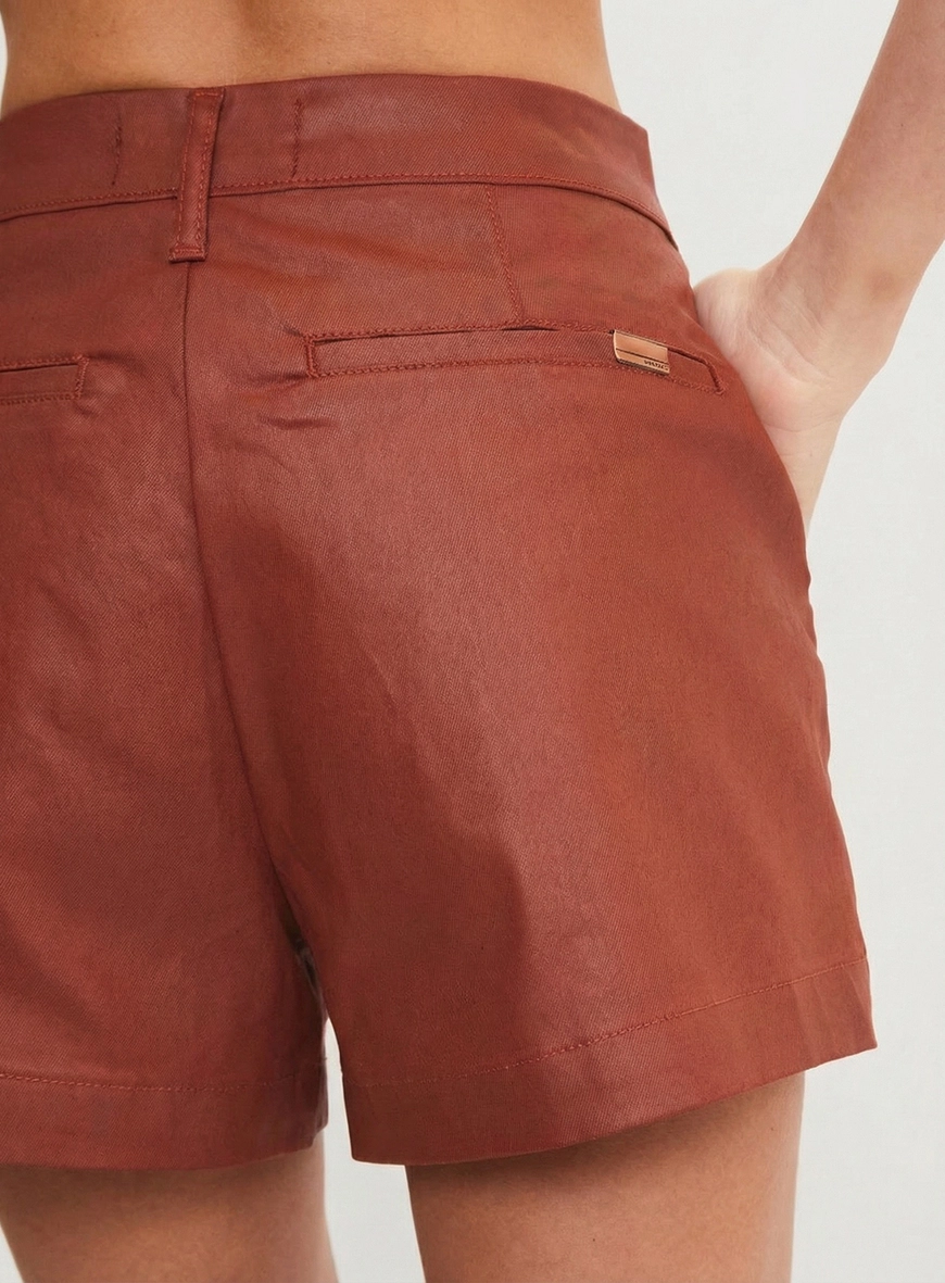 Short Sarja Resinado Alfaiataria Laranja 3