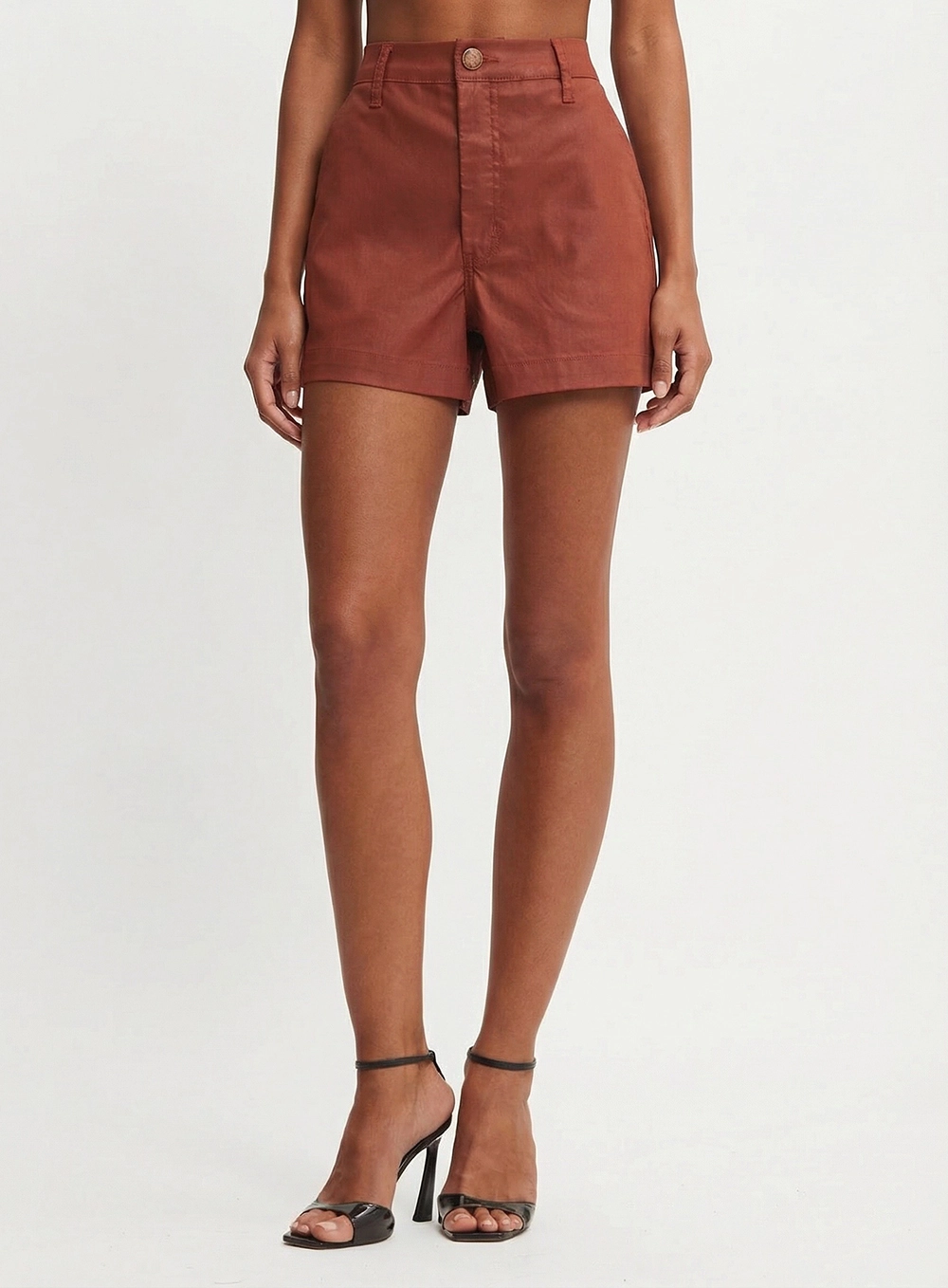 Short Sarja Resinado Alfaiataria Laranja 2