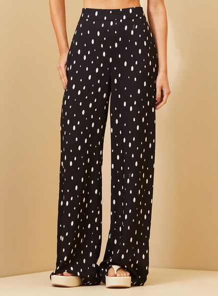 Calça Feminina Estampada Com Pernas Amplas