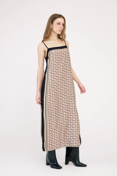 Vestido Maxi Midi Solto Monograma Scarf