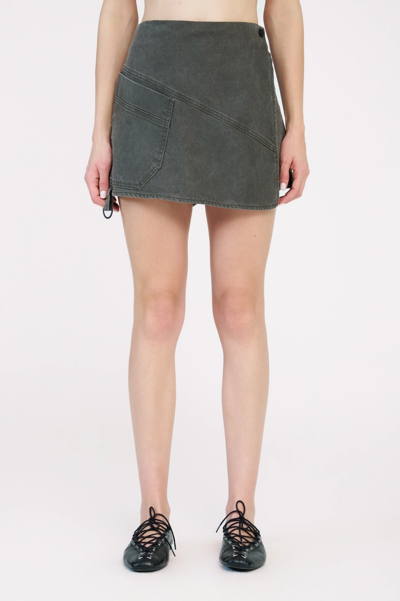 Short Saia Sarja Trapeze Alta Verde 3