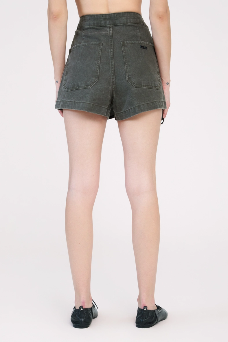 Short Saia Sarja Trapeze Alta Verde 4