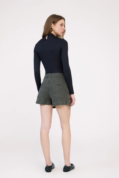 Short Saia Sarja Trapeze Alta