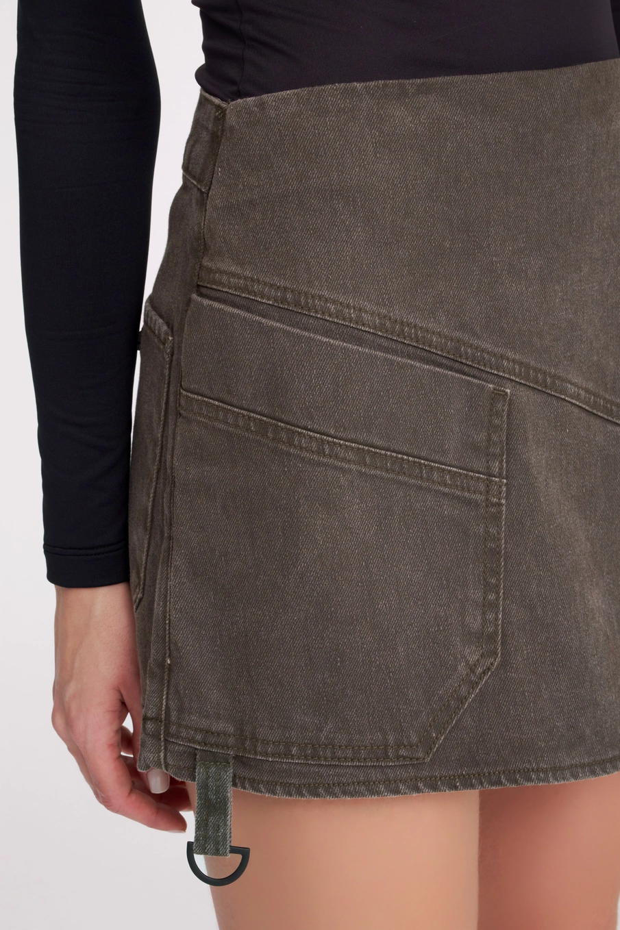 Short Saia Sarja Trapeze Alta Verde 5