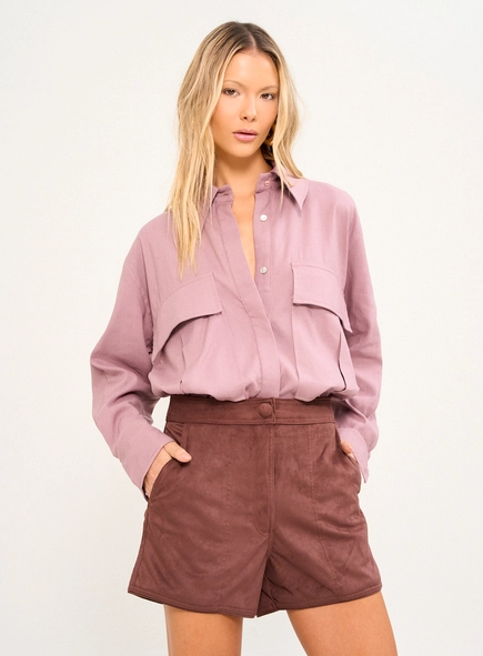 Short Feminino Alfaiataria Com Textura