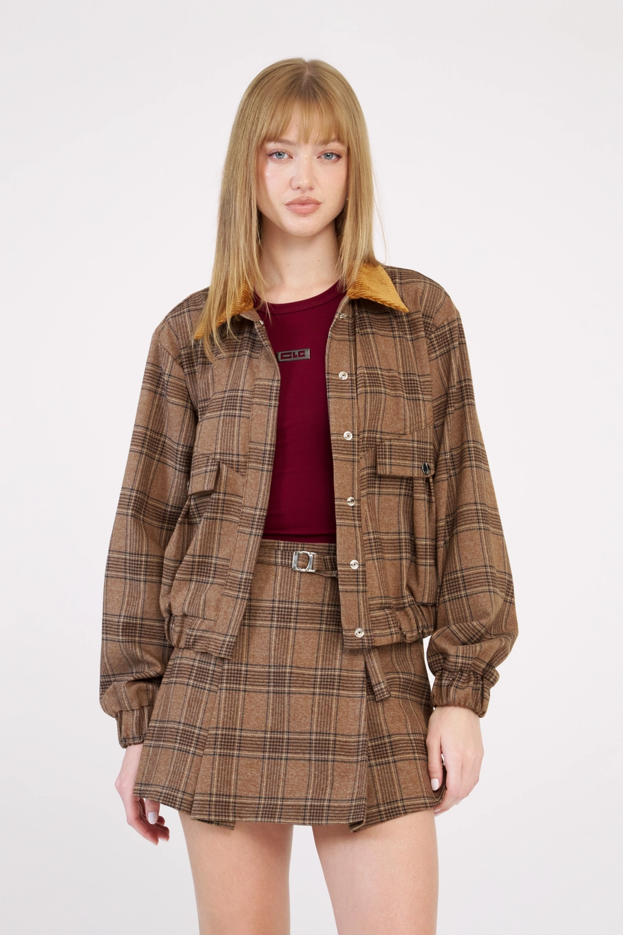 Jaqueta Alfaiataria Bomber Feminina Xadrez Estampados 3