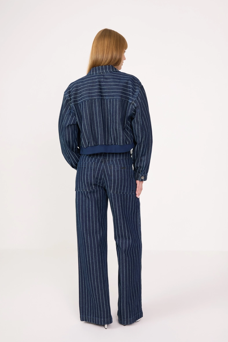 Jaqueta Jeans Bomber Feminina Listrada Estampados 4
