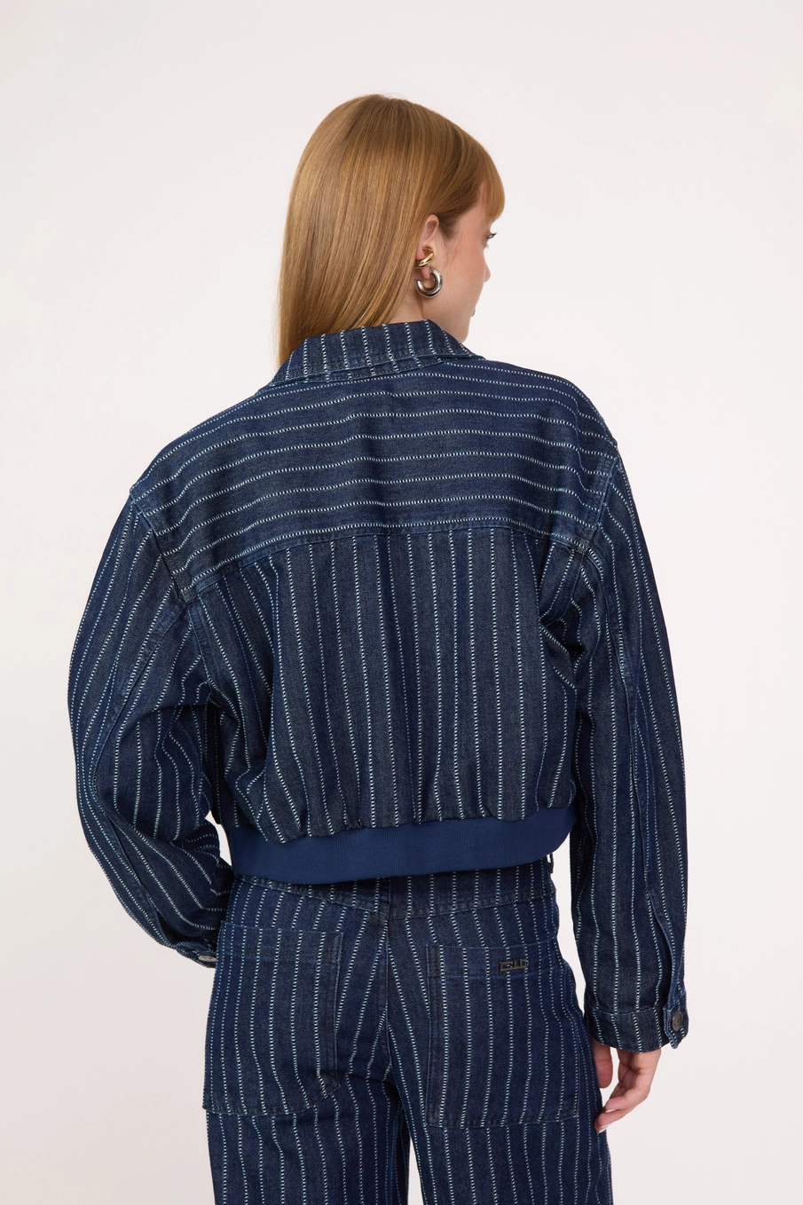 Jaqueta Jeans Bomber Feminina Listrada Estampados 2