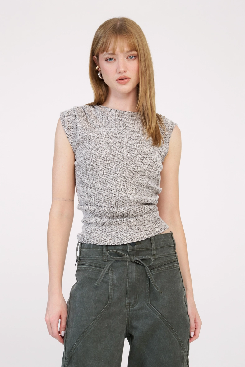 Blusa Slim Texturizada Bege 3