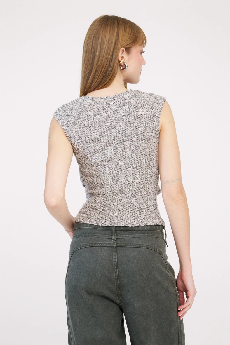 Blusa Slim Texturizada Bege 4