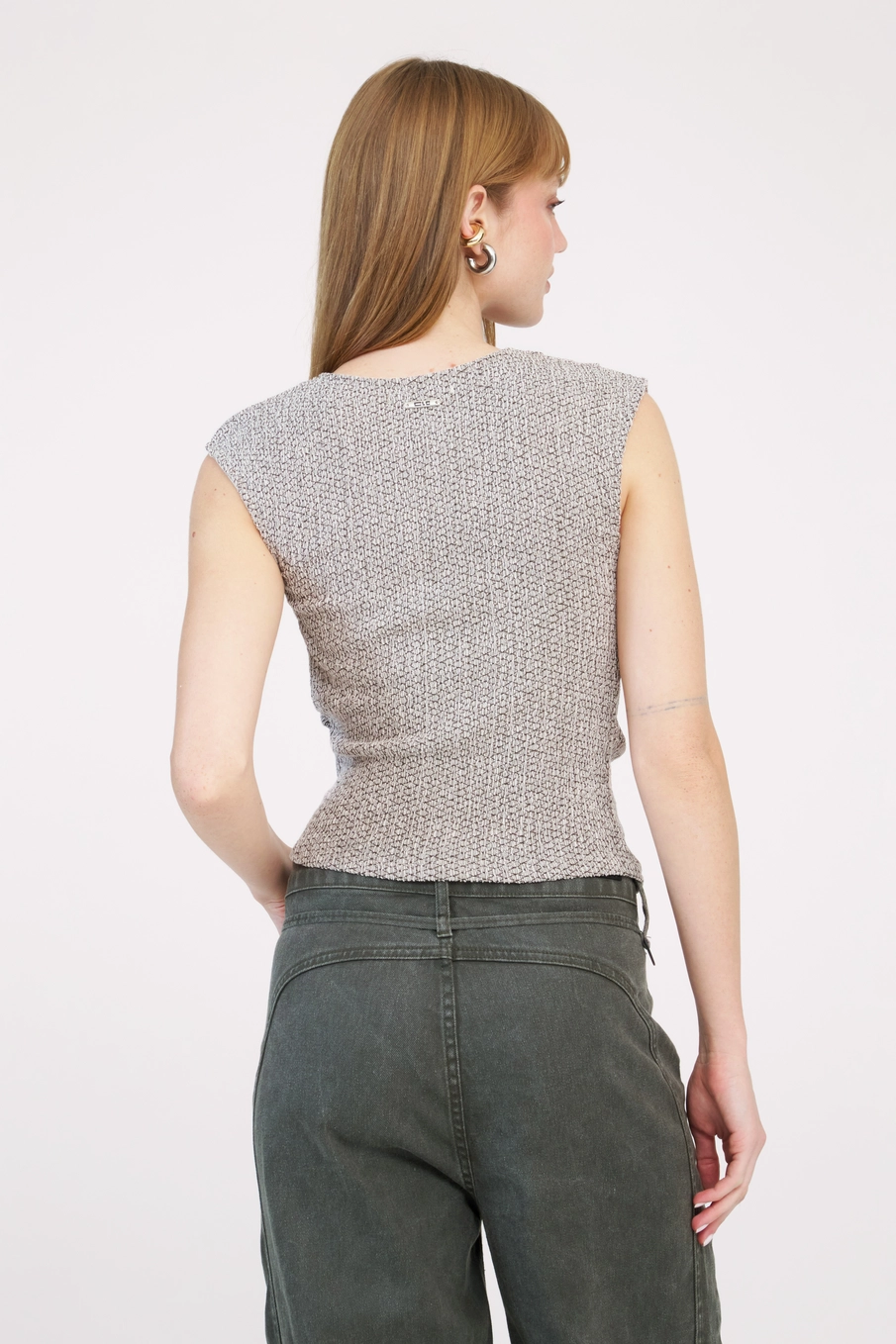 Blusa Slim Texturizada Bege 4