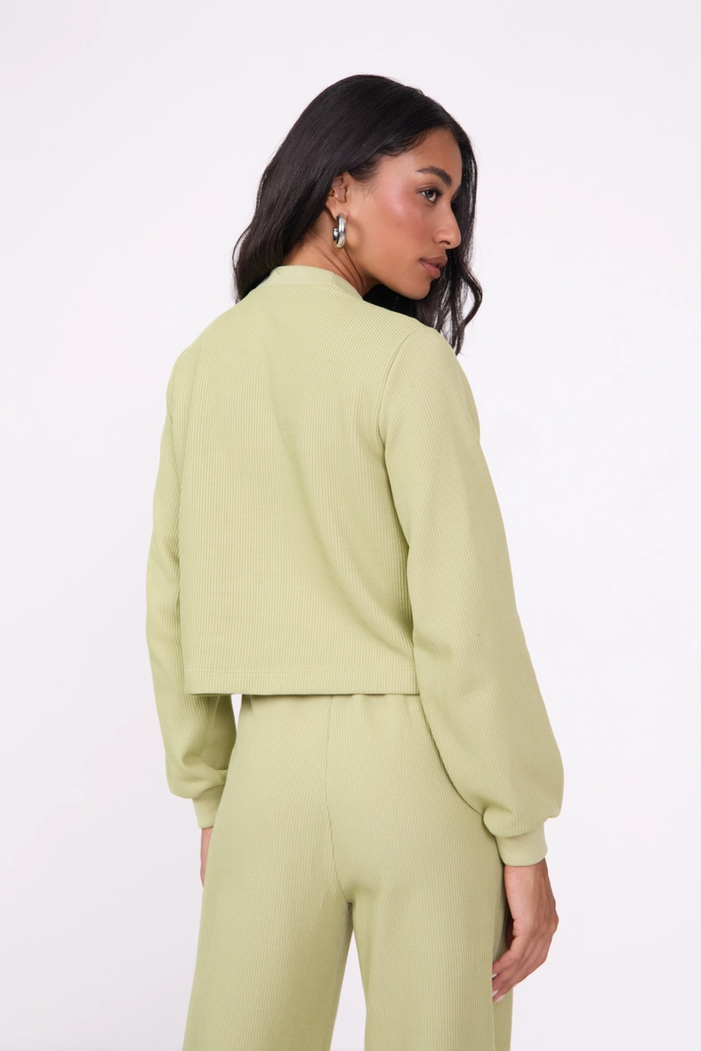 Blusão Feminino Regular Canelado Verde 2