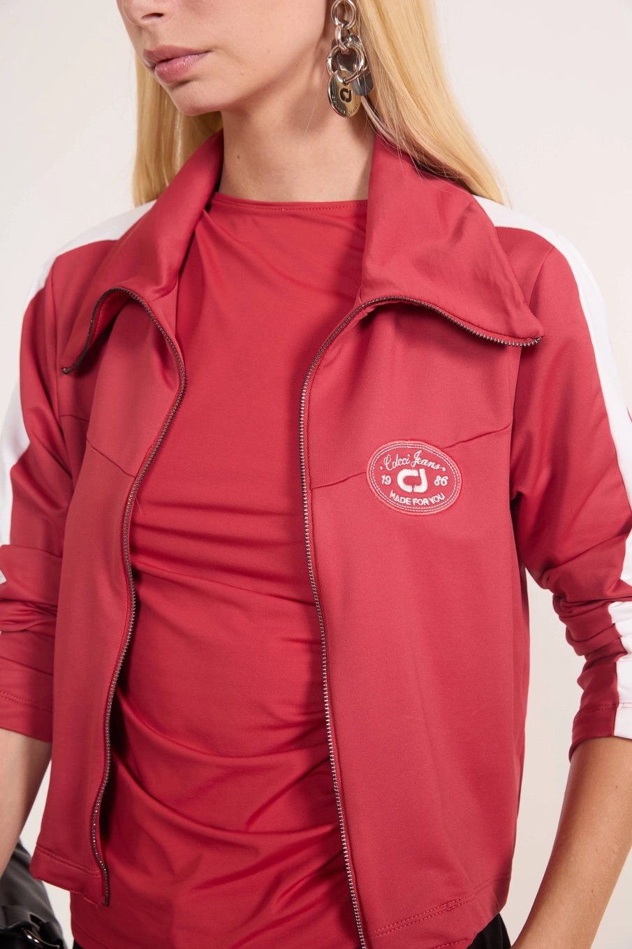 Jaqueta Track Cropped Vermelho