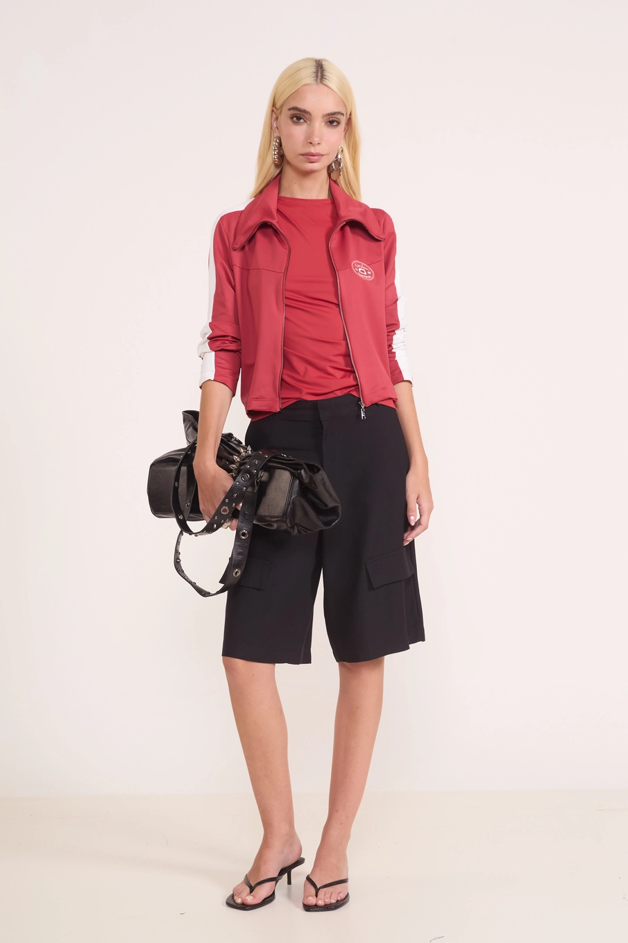 Jaqueta Track Cropped Vermelho
