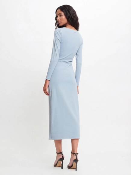 Vestido Midi Slim Manga Longa