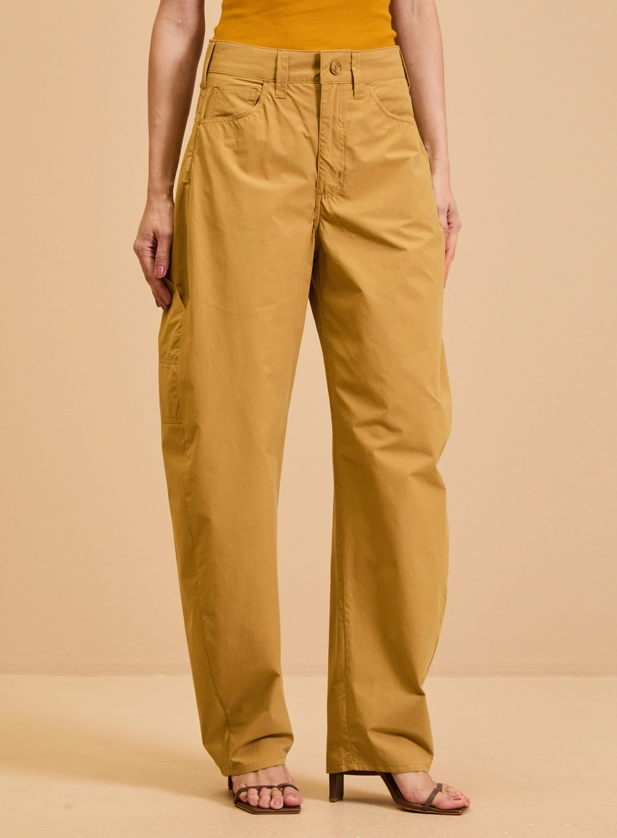 Calça Sarja Feminina Barrel Amarelo