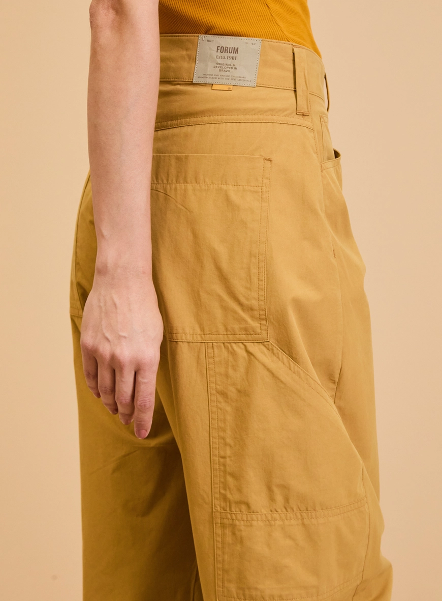 Calça Sarja Feminina Barrel Amarelo