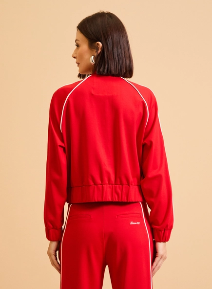 Jaqueta Feminina Gola Dupla Estruturado Contraste
