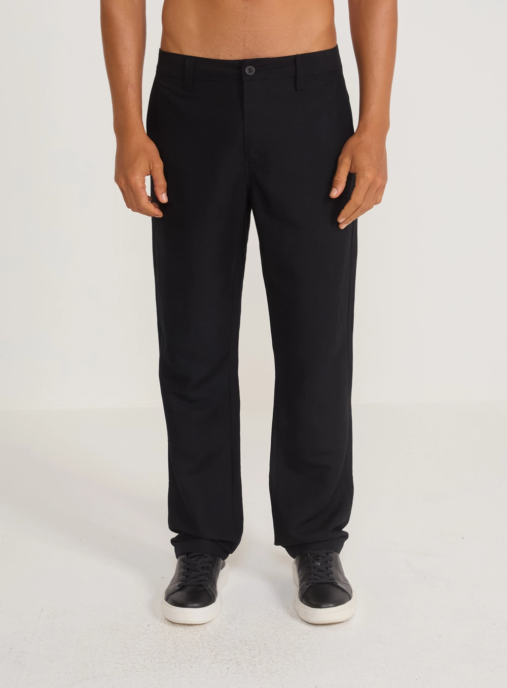Calça Alfaiataria Viscose E Linho Preto