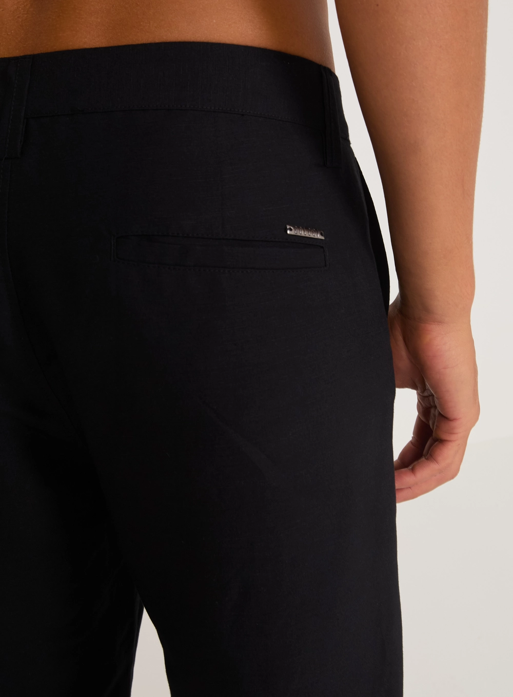 Calça Alfaiataria Viscose E Linho Preto
