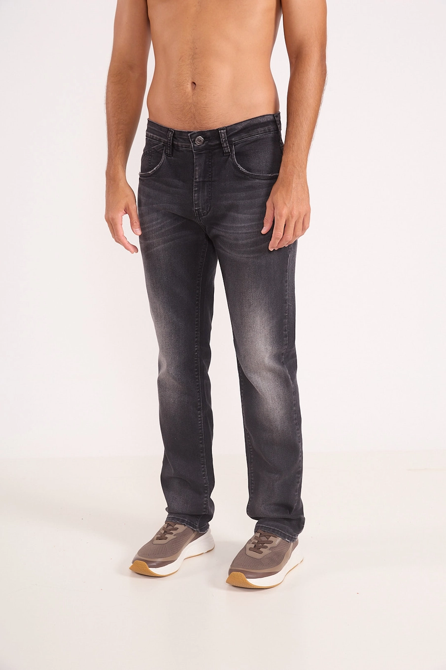 Calça Jeans Slim Preta Estonada Indigo Preto