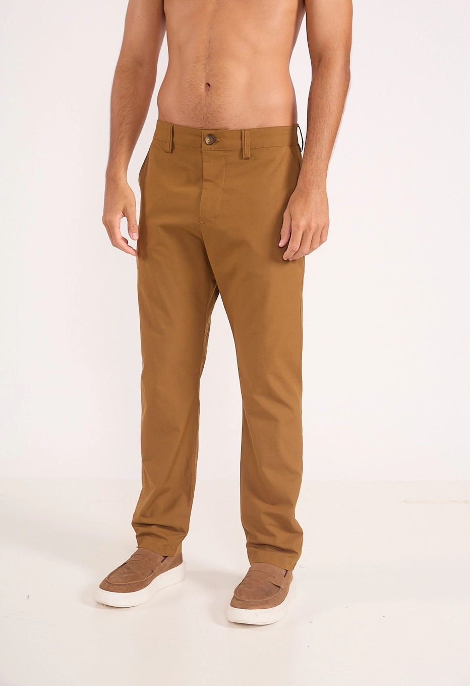 Calça Masculina Reta Em Alfaiataria Marrom