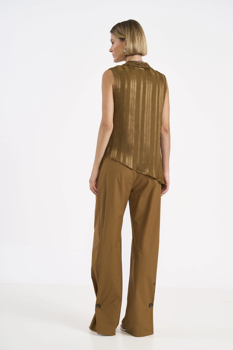Calça Pantalona Alfaiataria Marrom