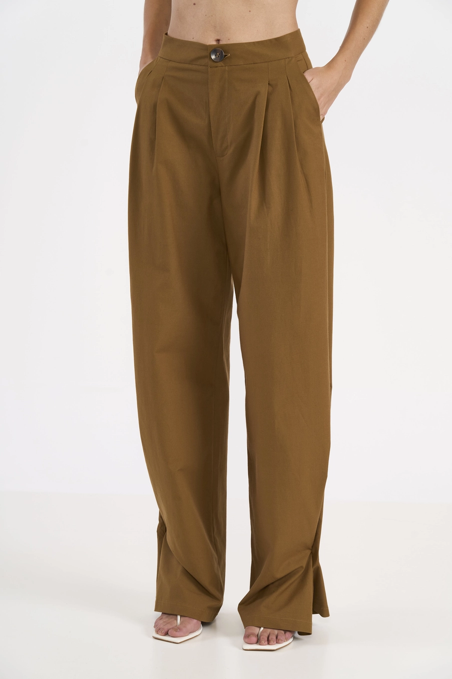 Calça Pantalona Alfaiataria Marrom