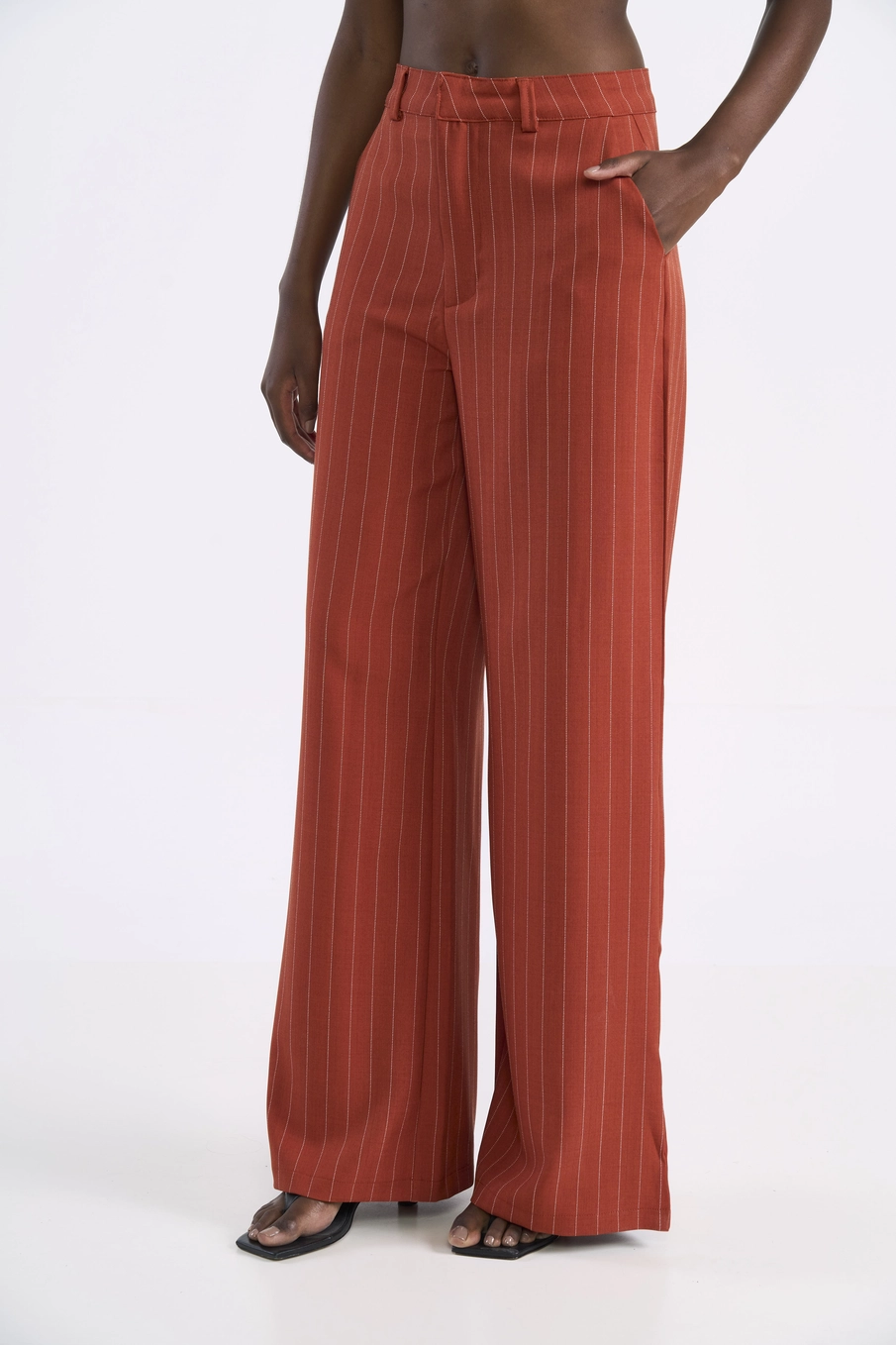 Calça Alfaiataria Wide Leg Risca De Giz Estampados