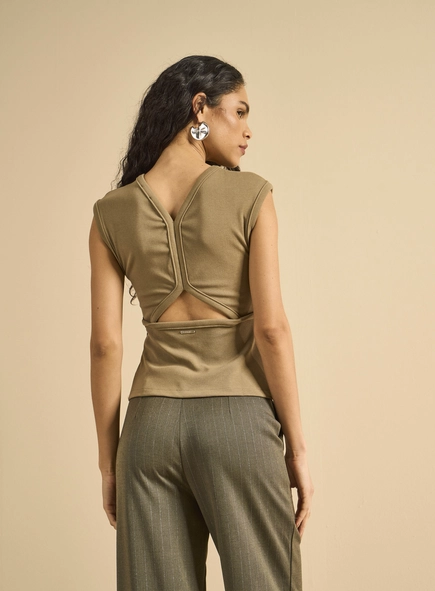 Blusa Canelada Com Recorte Costas