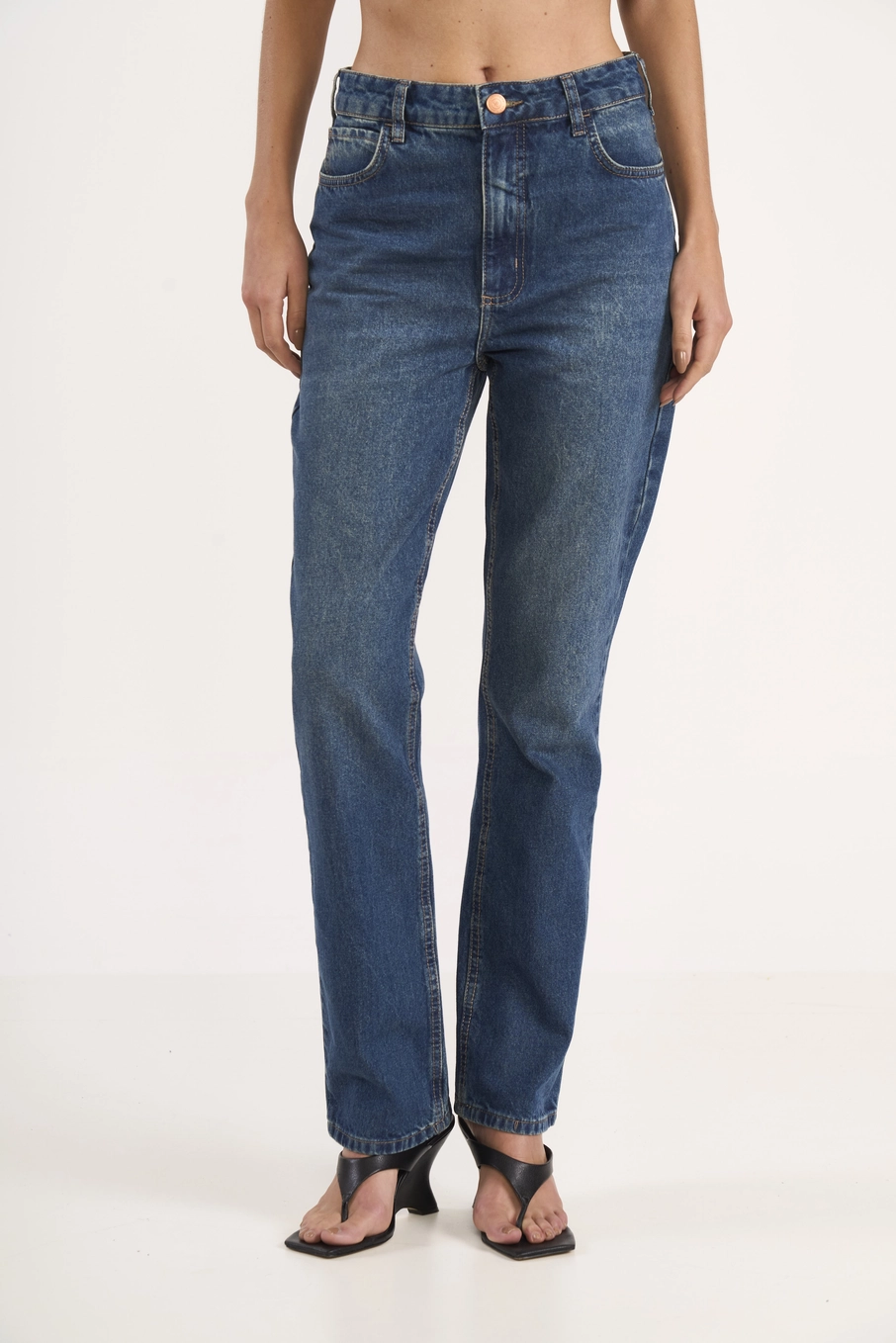 Calça Jeans Reta Azul Médio Índigo