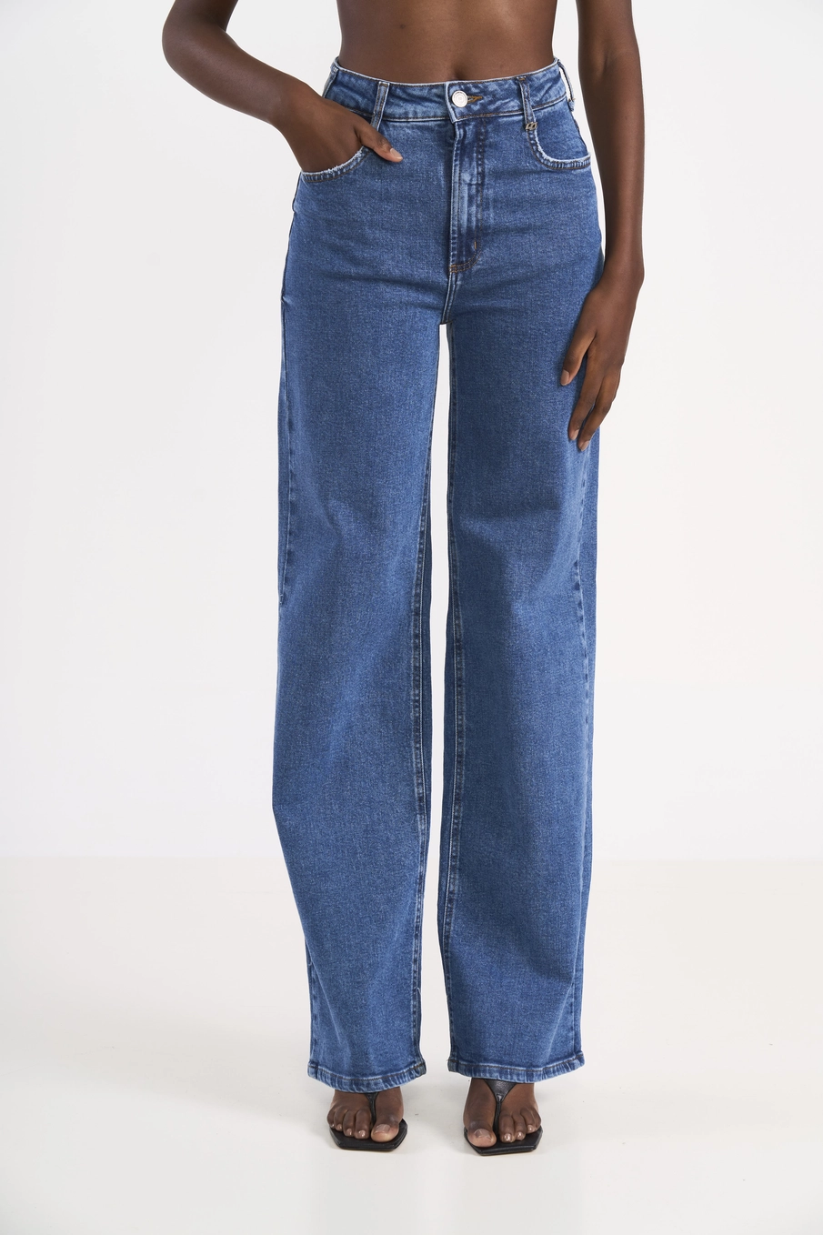 Calça Jeans Wide Leg Cintura Alta Juliette Índigo