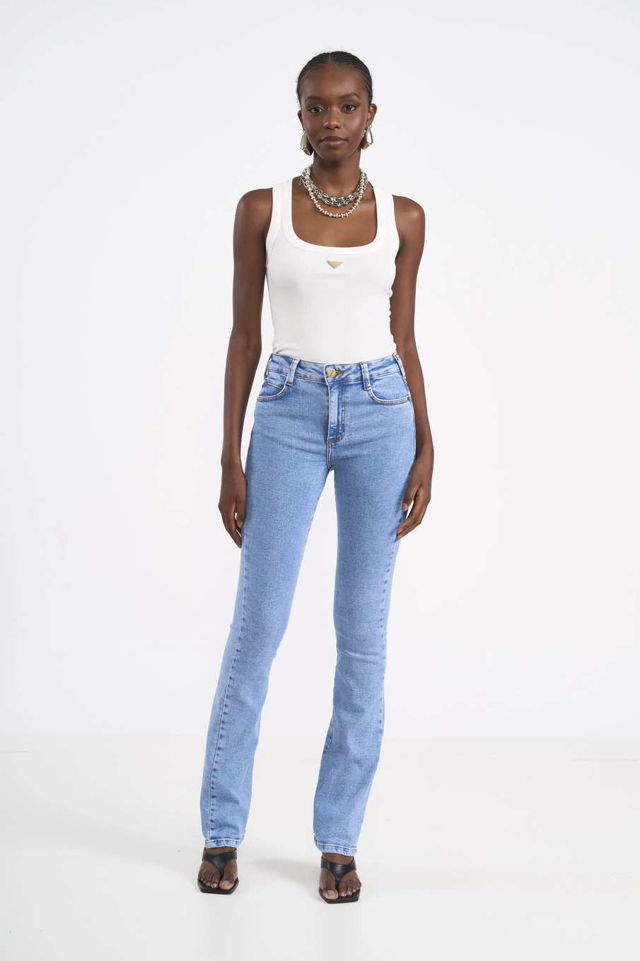 Calça Feminina Jeans Reta Índigo
