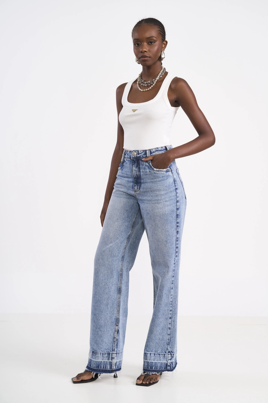 Calça Jeans Wide Leg Índigo